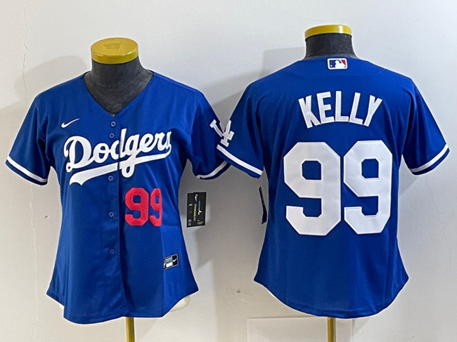 Women's Los Angeles Dodgers #99 Joe Kelly Blue With Patch Stitched Jersey(Run Small)